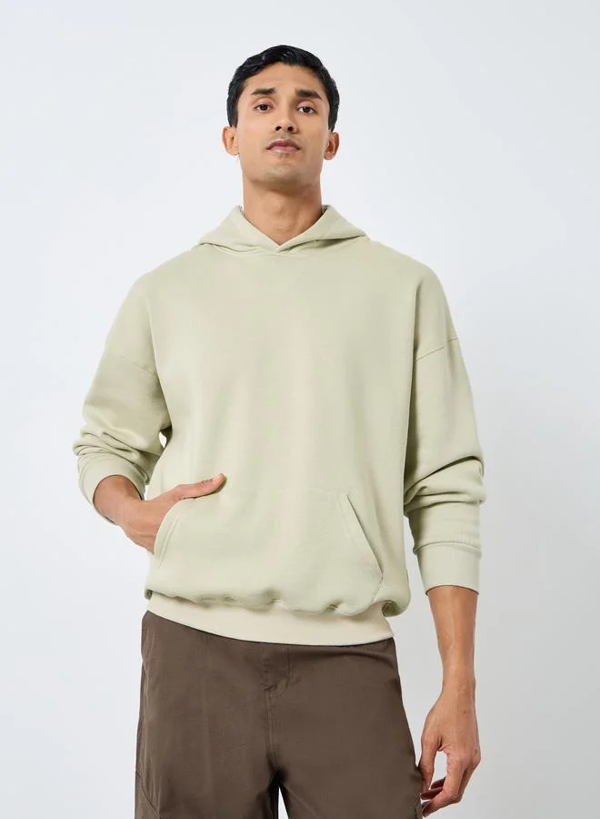 Styli Men Oversized Back Slogan Print Fleece Hoodie